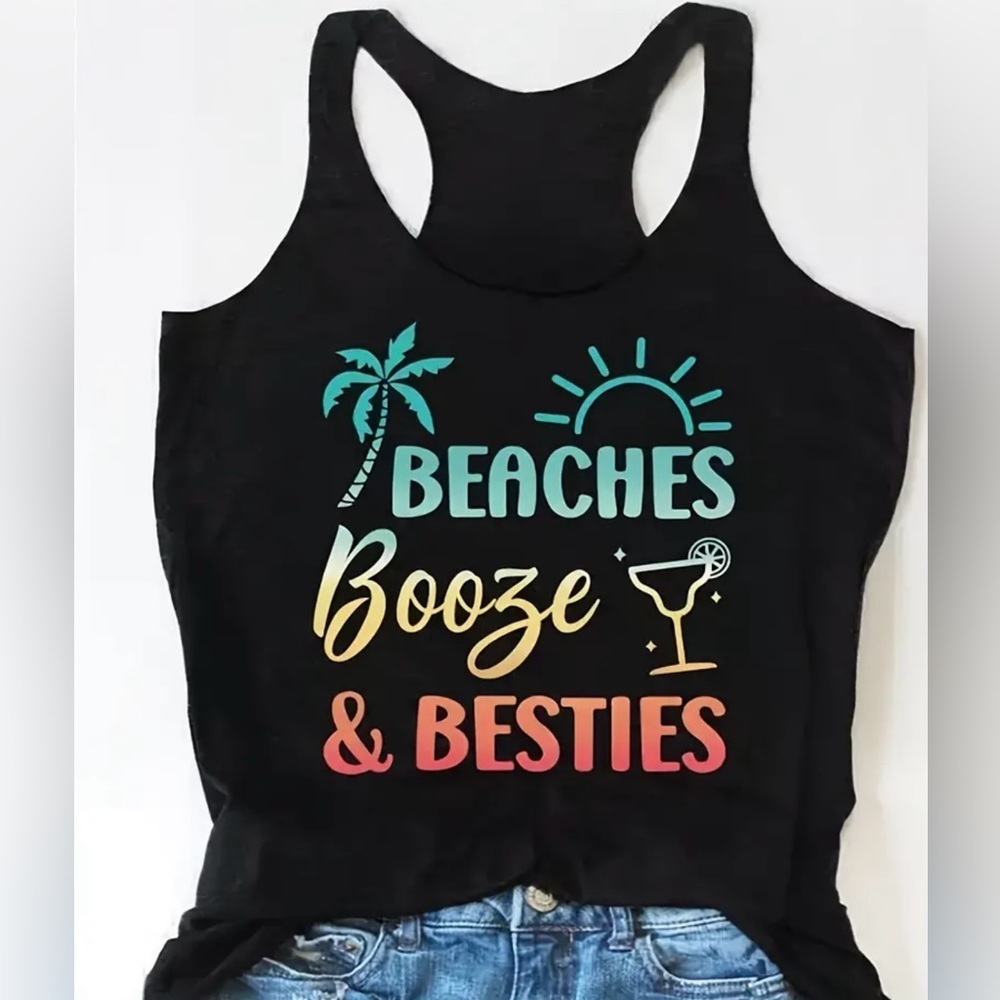 Beaches Booze Besties Graphic Tank Top